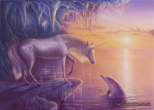 Artiste peintre Malcom Horton (dauphin et licorne)